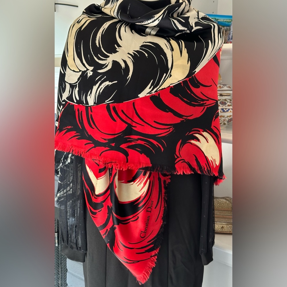 Rare!! VINTAGE Christian Dior Silk Scarf